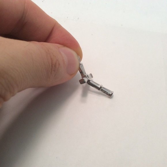 .925 Sterling Silver Movable Cross Baguette CZ Religious Fancy Charm pendant - Picture 7 of 8